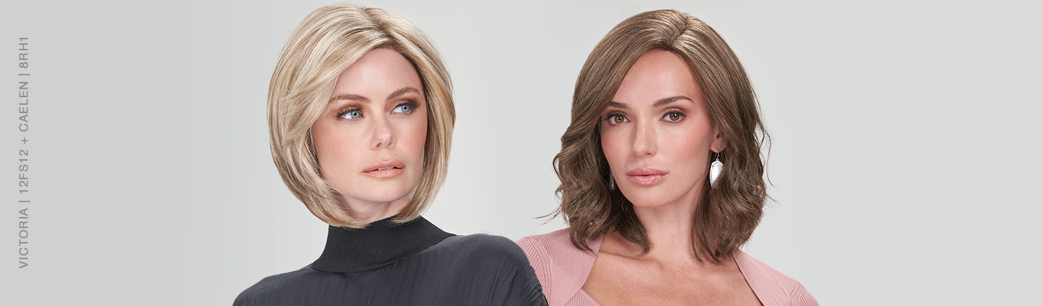 Victoria wig in color 12FS12 and Caelen wig in color 8RH14